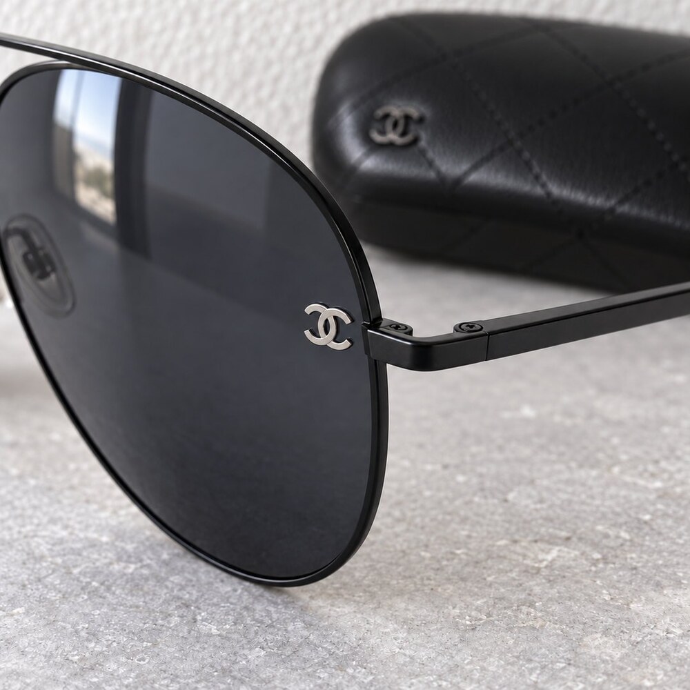 Chanel Black Aviator Sunglasses - Picture 4 of 6